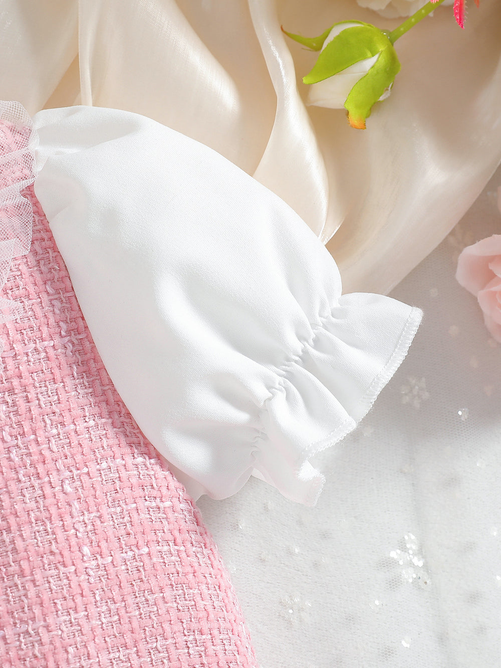 cross-border hot-selling lace bow preppy chic baby girl faux two-piece chanel-inspired princess dress