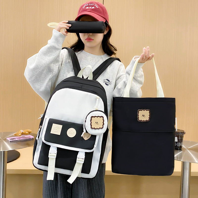 Cross-border new fashion trend backpack casual backpack large-capacity travel essential bag primary and secondary school students schoolbag