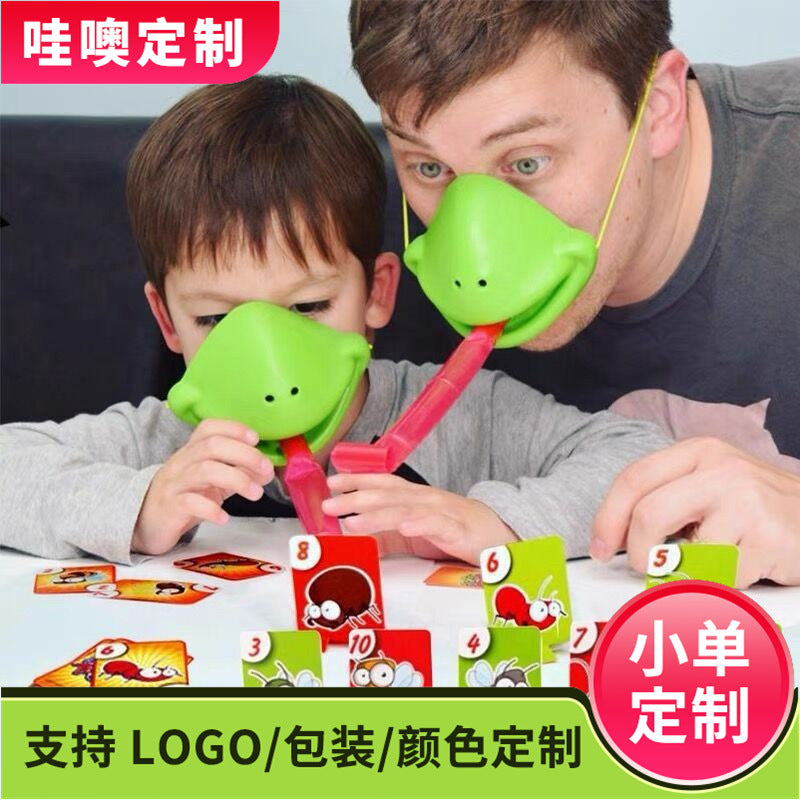 【customizable】frog tongue-out mask lizard playing cards interactive tabletop game card puzzle toy