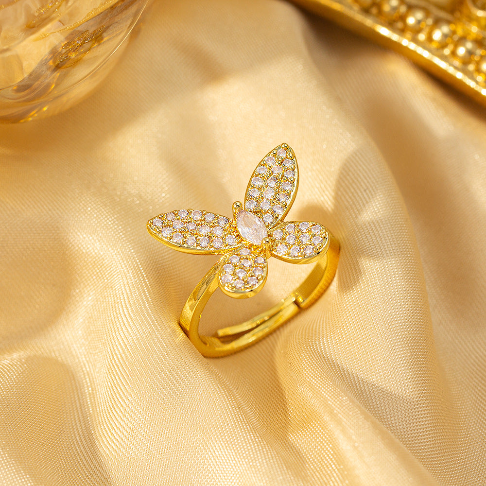 【titanium steel】luxury butterfly necklace for women - stainless steel, new design, unique, high-end copper inlaid with zircon jewelry set