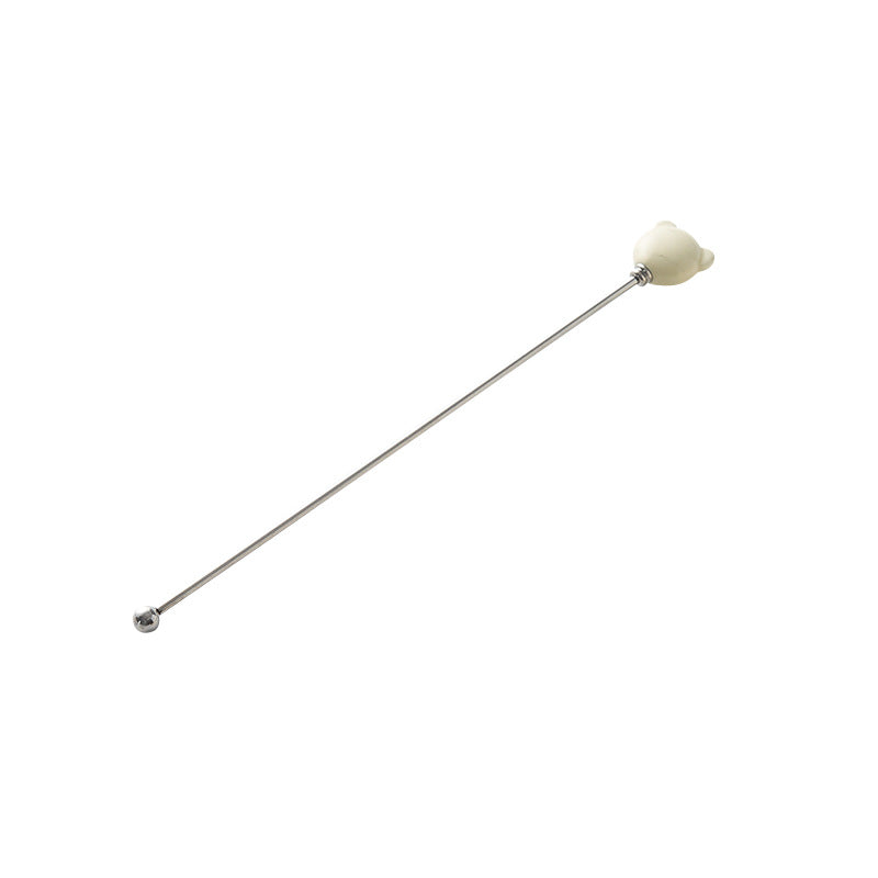 Candy-colored ceramic bear head stirring stick - anti-scald, high-style coffee stirrer & 304 stainless steel wine stirrer