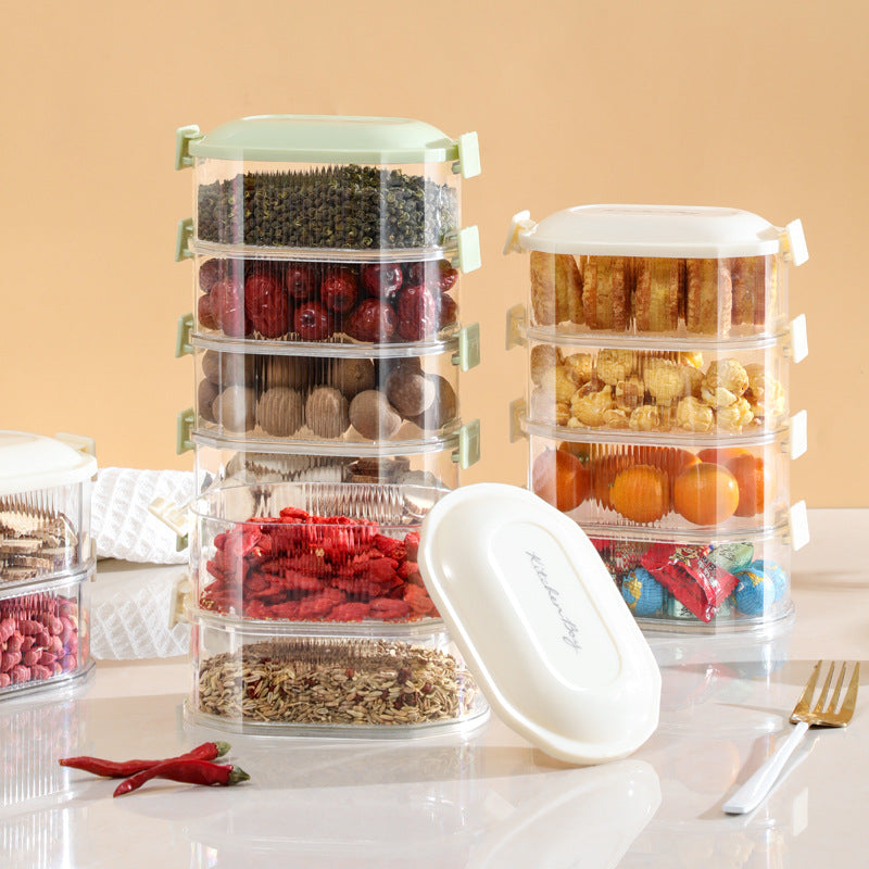 Kitchen spice organizer, stackable food storage containers for scallions, ginger, and garlic, food-grade spice dispenser