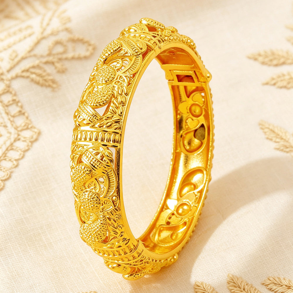 Vintage twisted rope gold-plated bangle - southeast asian & middle eastern wedding style, fine gold bracelet - live stream source, wholesale from manufacturer