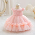 Ready-to-ship wholesale baby girl evening dresses, tulle beaded princess dresses, first birthday party dresses, girl dress