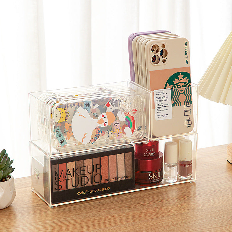 Office coffee tea bag desktop storage box transparent plastic sundries stationery cosmetics mobile phone case storage box
