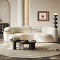 Italian normcore curved sofa designer beauty salon shaped cashew fabric sofa cashmere cream wabi-sabi style