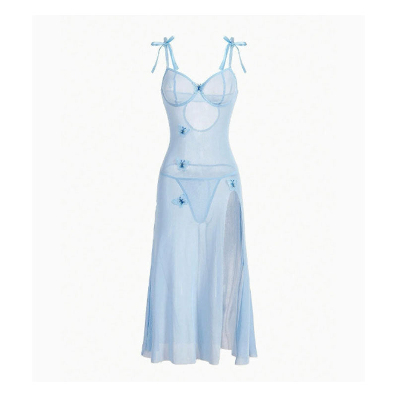 summer new arrivals: sexy see-through maxi dress with high slit and lace detail - european and american style for export