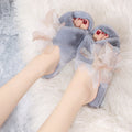 export plus size criss-cross fuzzy slippers women's open-toe cotton slippers indoor floor slippers large floral parent-child style fuzzy slippers