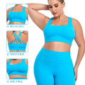 European and american plus size women's sports bra - high impact, shockproof, padded, yoga bra with racerback straps