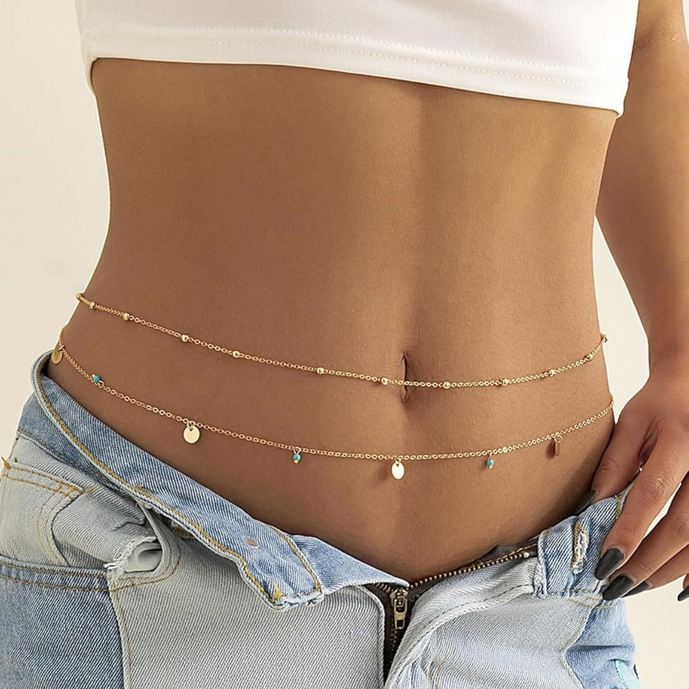 European and american cross-border street style hip-hop sweet & cool versatile rhinestone waist chain - minimalist geometric faux crystal belt