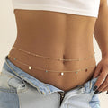 European and american cross-border street style hip-hop sweet & cool versatile rhinestone waist chain - minimalist geometric faux crystal belt