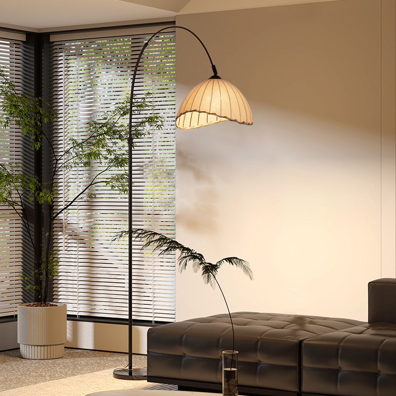 Wabi-sabi style fishing lamp new arrival art cloth cover medieval living room bedroom sofa next to corner retro atmosphere floor lamp
