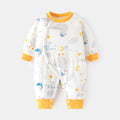 Babibele cotton jumpsuit for infants and young children 120g quilted fall and winter boneless khaki thin cotton thickened partial placket romper