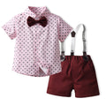 New children's clothing wholesale: boys' pink short-sleeve shirt & overalls set - perfect for children's day, birthdays, performances, and special occasions