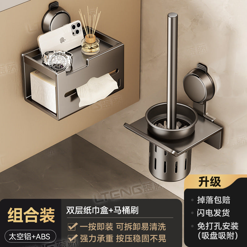 Household toilet suction cup toilet paper rack bathroom toilet tissue box non-punching wall hanging toilet paper storage box