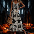 halloween pattern printing longdressv neckloose vacation suspender skirt