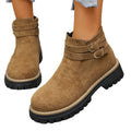 cross-border round toe side zipper martin boots ankle boots chunky heel new autumn/winter plus size women's ankle boots