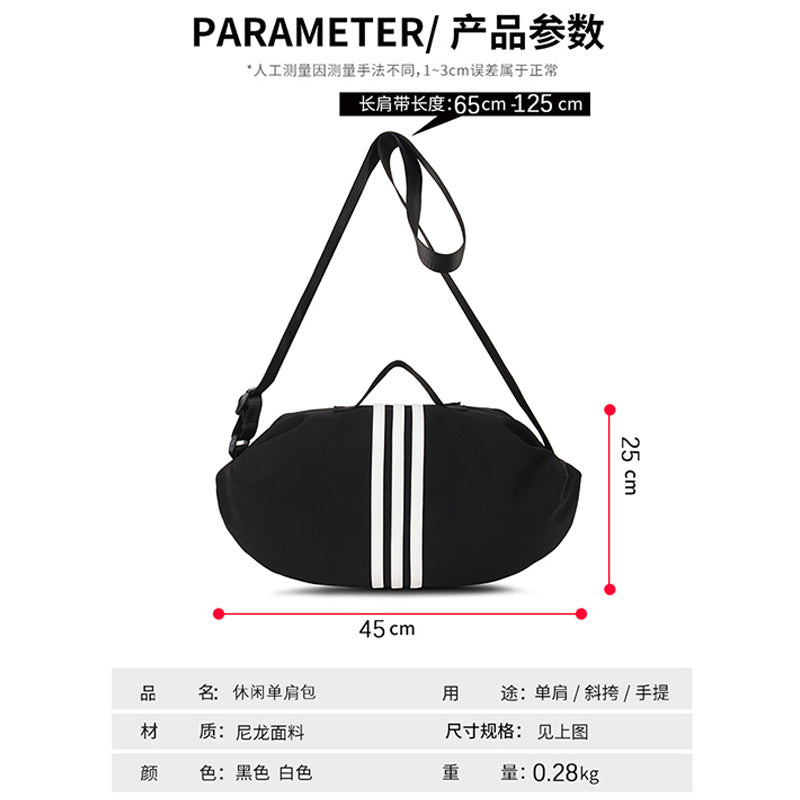 New large-capacity dumpling bag, sports style girl fashion leisure bag, shopping travel bag, portable shoulder messenger bag