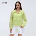 Outdoor lightweight sun protection hooded top, water-resistant cardigan, long sleeve breathable loose fit sports jacket for women d26006