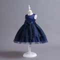 Ready-to-ship wholesale children's formal dresses, beaded floral patterned princess dresses for girls, perfect for everyday wear, birthdays, and banquets, made with satin fabric