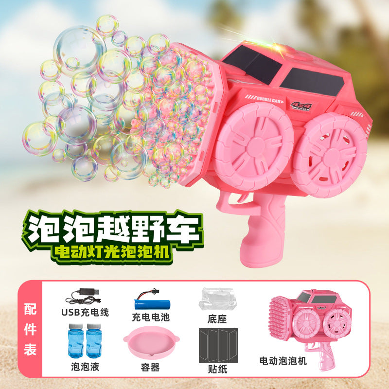 new arrival sprinkler truck luminous bubble gun handheld gatling bubble blowing machine popular fully automatic kids toys