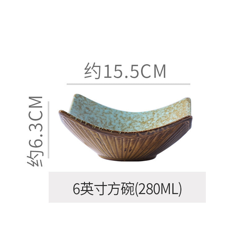 Japanese retrostylish bowls and plates hotel tableware combination kiln ceramic western dinner plate sushi plate steak plate suit