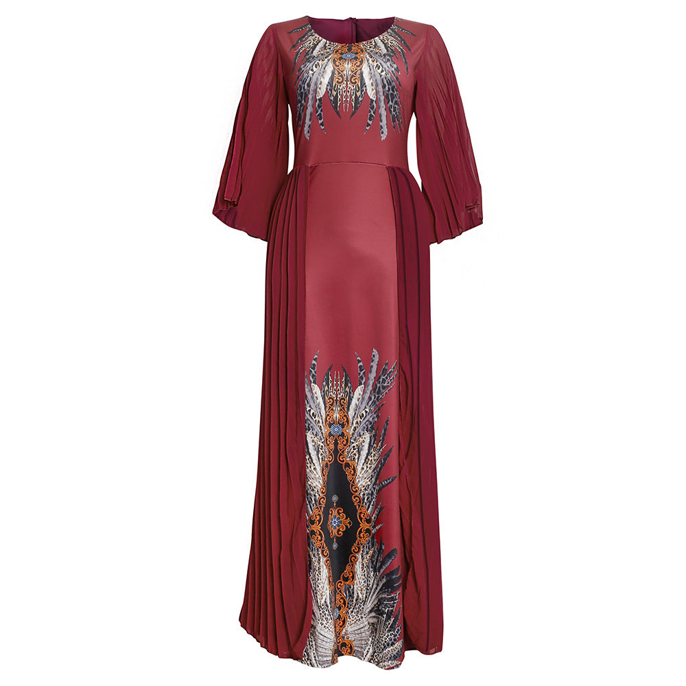 European and american cross-border e-commerce: , ,  - faux two-piece maxi dress, african plus size printed dress