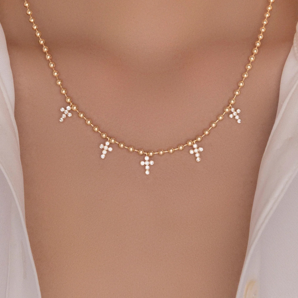 Multi-layered brick cross necklace wholesale cross-border fashion all-match accessories for women niche high-end simple clavicle chain