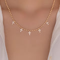 Multi-layered brick cross necklace wholesale cross-border fashion all-match accessories for women niche high-end simple clavicle chain