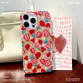 Full screen strawberry glue glitter suitable for iphone17 anti-fall mobile phone case apple 16promax anti-fall protective cover