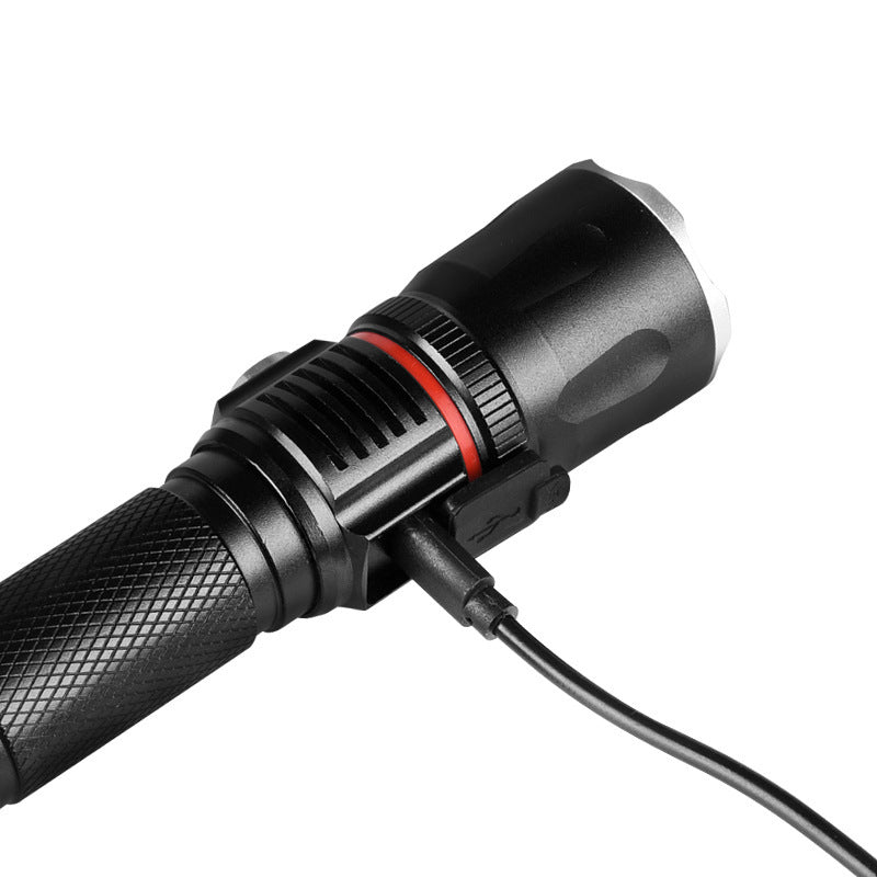 Cross-mirror LED mini zoom T6 strong light flashlight, outdoor lighting long-range zoom direct charging strong magnetic flashlight wholesale