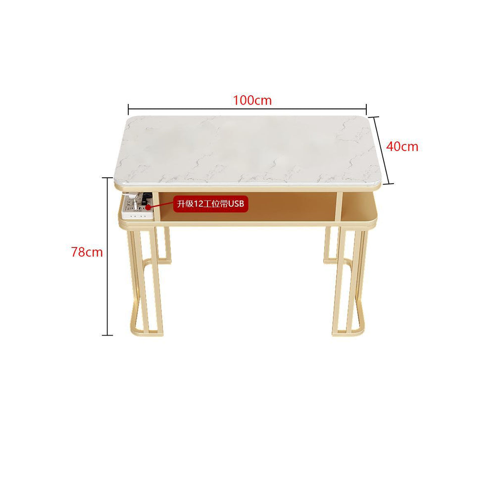 New arrivalpopular nail art table and chair suit single double light luxury vacuum cleaner makeup nail art shop manicure table imitation marble