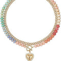 new tk hot style dopamine colorful beaded necklace for women niche style stacked heart pendant clavicle chain