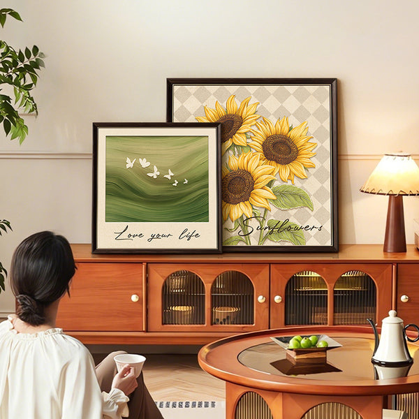 "Green Field" green landscape French antique style living room decorative painting niche art retro bedroom dining room hanging painting