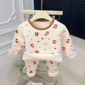 Autumn wintergirlthickened home wear suit baby heattech autumn clothes and long trousers trendy pajamas kids clothes children's clothing