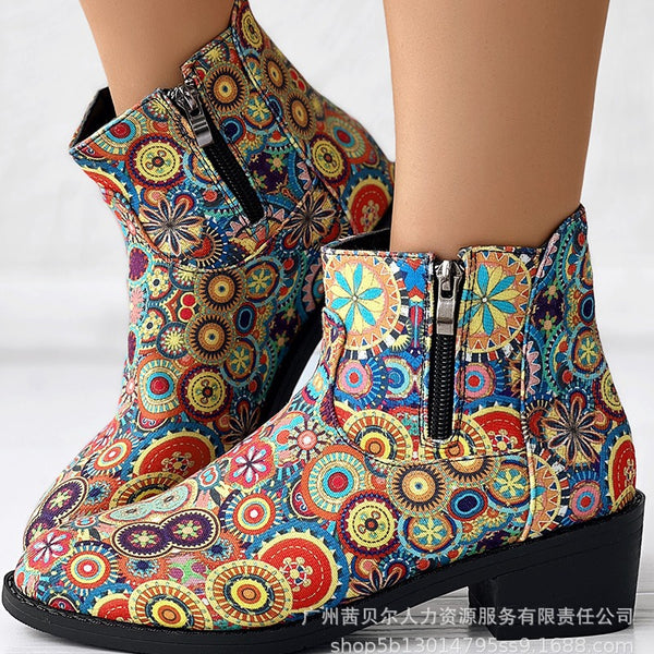 LZT7573 casual women's shoes colorful zipper boots