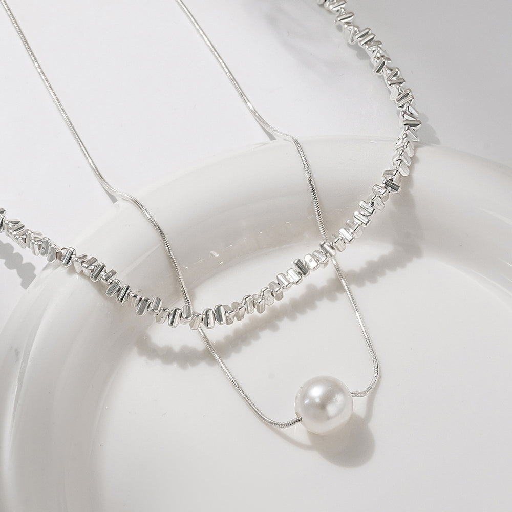 Pearl sweater necklace wholesale cross-border jewelry women's layered high-end light luxury niche irregular autumn and winter clavicle chain