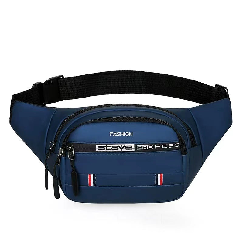 Four-layer fanny pack men's and women's leather film waterproof large-capacity multi-functional messenger mobile phone fanny pack wear-resistant outdoor sports bag