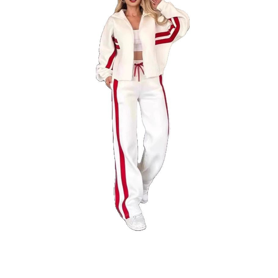 fashion color block two-piece set for women: autumn casual activewear collection - perfect for us & european cross-border e-commerce (, )