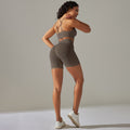 fashion seamless tight cross back sports intimates yoga suit running fitness shorts two-piece set
