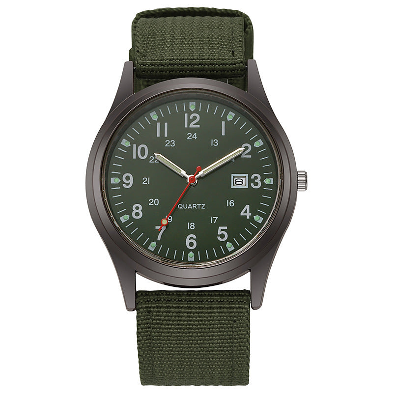 New canvas watch for men - casual, stylish, gift-worthy, military-inspired, with date display - perfect for students and sports - quartz movement