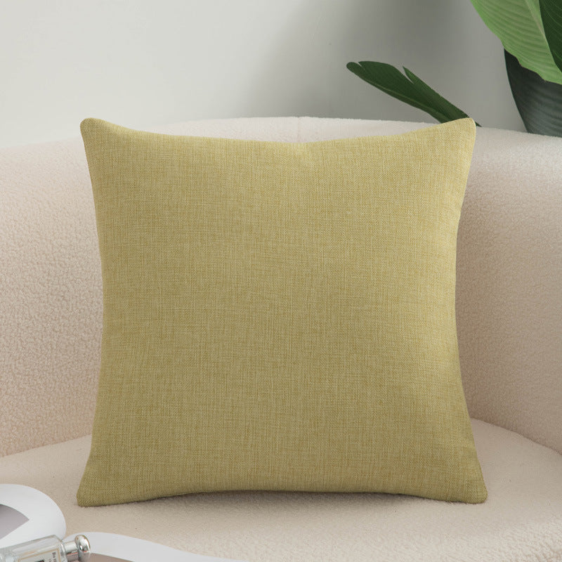 Solid color throw pillow sofa cushion cotton linen style minimalist modern office lumbar pillow square backrest bed headrest pillow