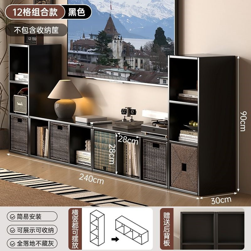 Bookshelf floor-standing locker all-in-one wall-mounted kids bookcase living room reading simple storage combination plaid cabinet bookshelf