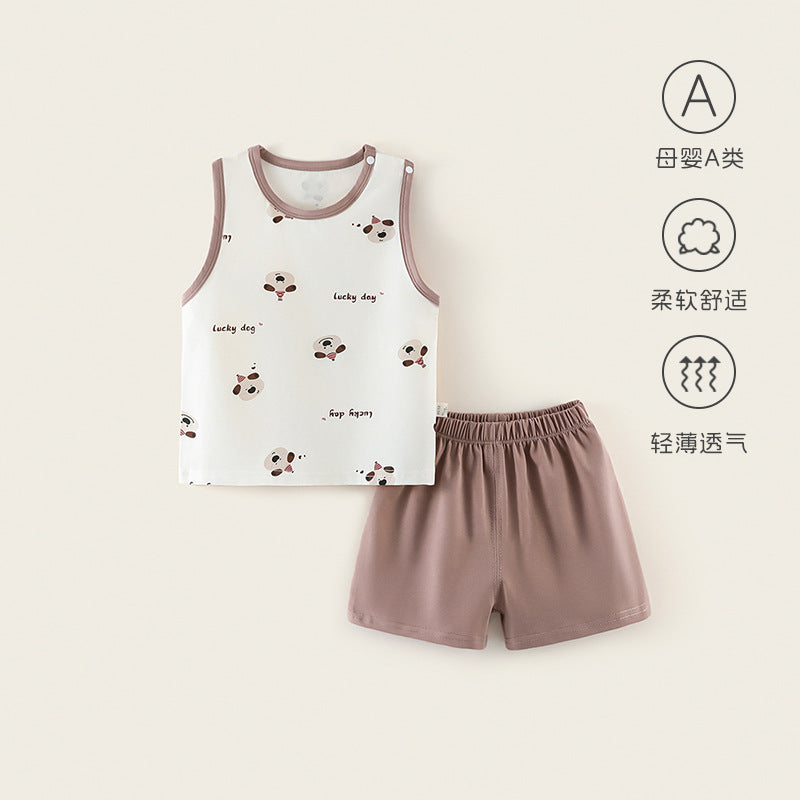 Baby summer tops vest camisole boys and girls pure cotton sleeveless t-shirt boys kids summer thin summer clothes