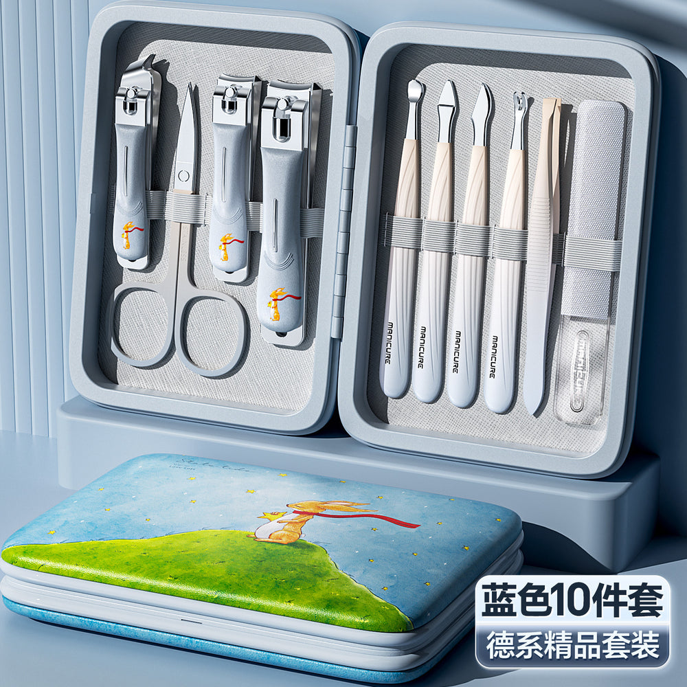 New cross-border nail clipper set - german precision manicure tool kit, upgraded portable 10-piece nail clipper set