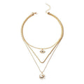 Bohemian multi-layered necklace for women retro sunflower pendant niche style stacked clavicle chain accessories choker necklace