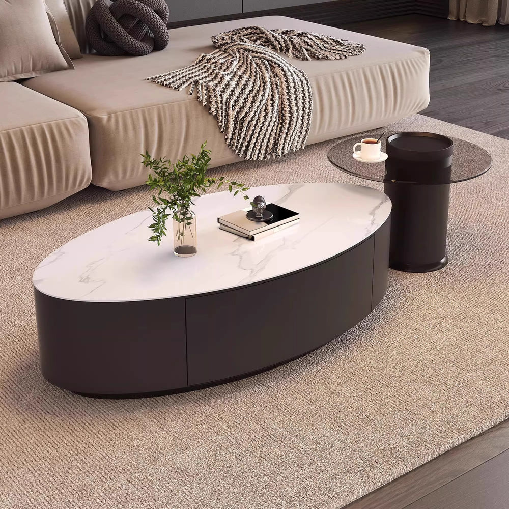 Nordic classyaccessible luxury italian for home coffee table combination modern casual normcore oval slate coffee table small household