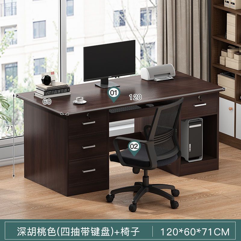 Computer desk set - modern minimalist home office desk and chair with drawer - single person office desk