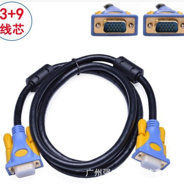 High-definition vga cable, professional-grade 3+9 vga cable, computer connection cable, gold-plated connector, vga data cable