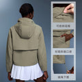 Outdoor waterproof abrasion resistant sports windbreaker women's packable hooded loosecasualoutwearjacketautumnd25125